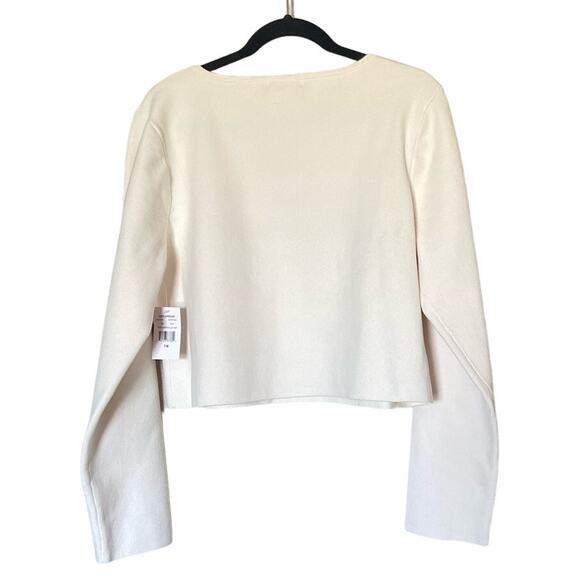 New GOOD AMERICAN The Cupped Long Sleeve Knit Sweater Top Ivory 7/8 - Picture 3 of 6